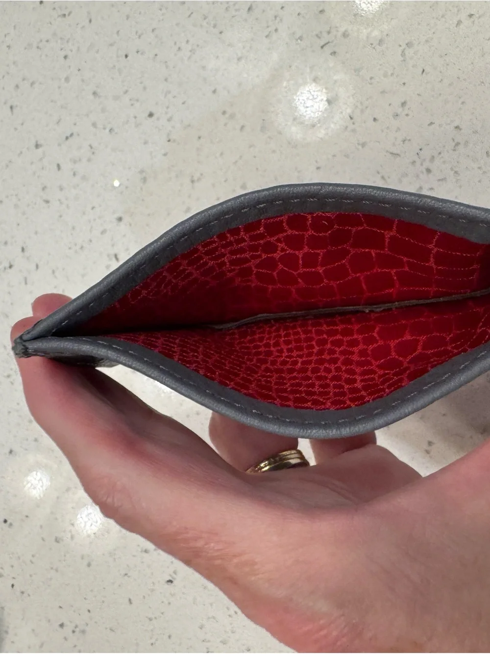 Hammitt Gray Leather Card Sleeve
